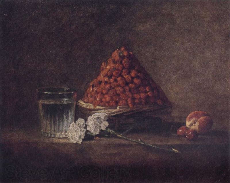 Jean Baptiste Simeon Chardin Still Life wtih Basket of Strawberries Norge oil painting art